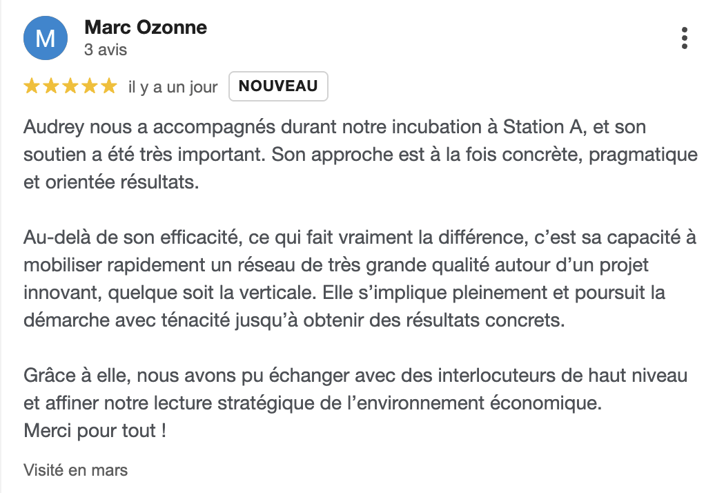 Avis Marc Ozonne accompagnement de startups innovantes